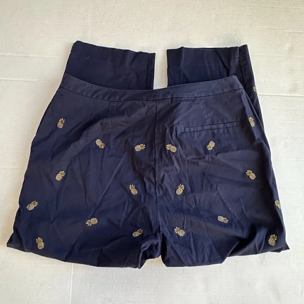 EP Pro Golf Pants, Navy with Gold Pineapples, 10